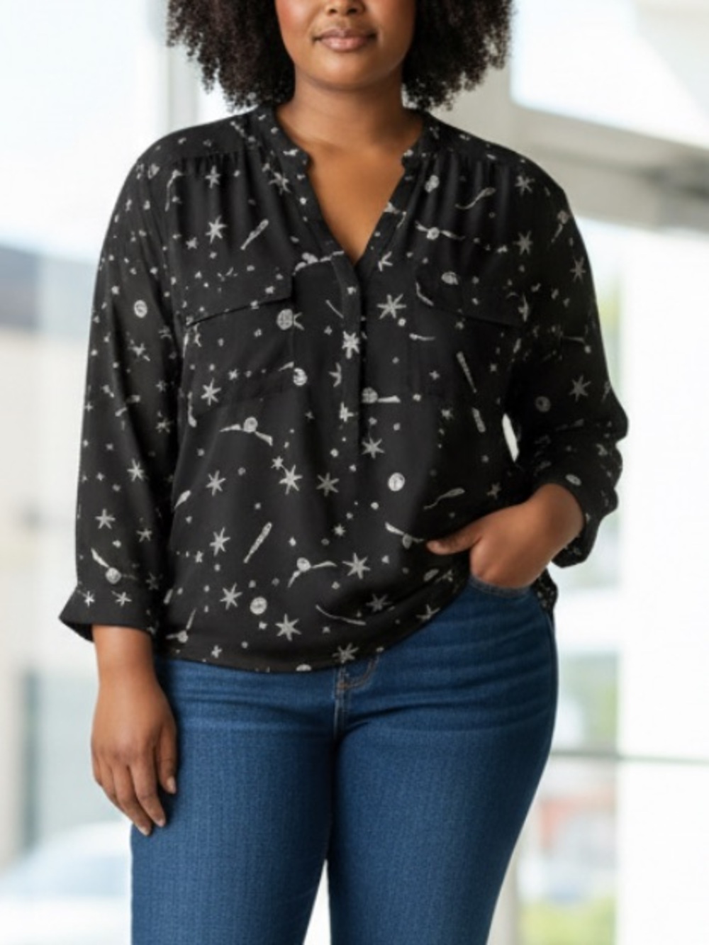 Torrid Harper Georgette Harry Potter Print V-Neck Blouse